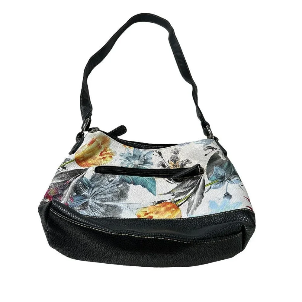 Stone Mountain black and bright floral shoulder bag